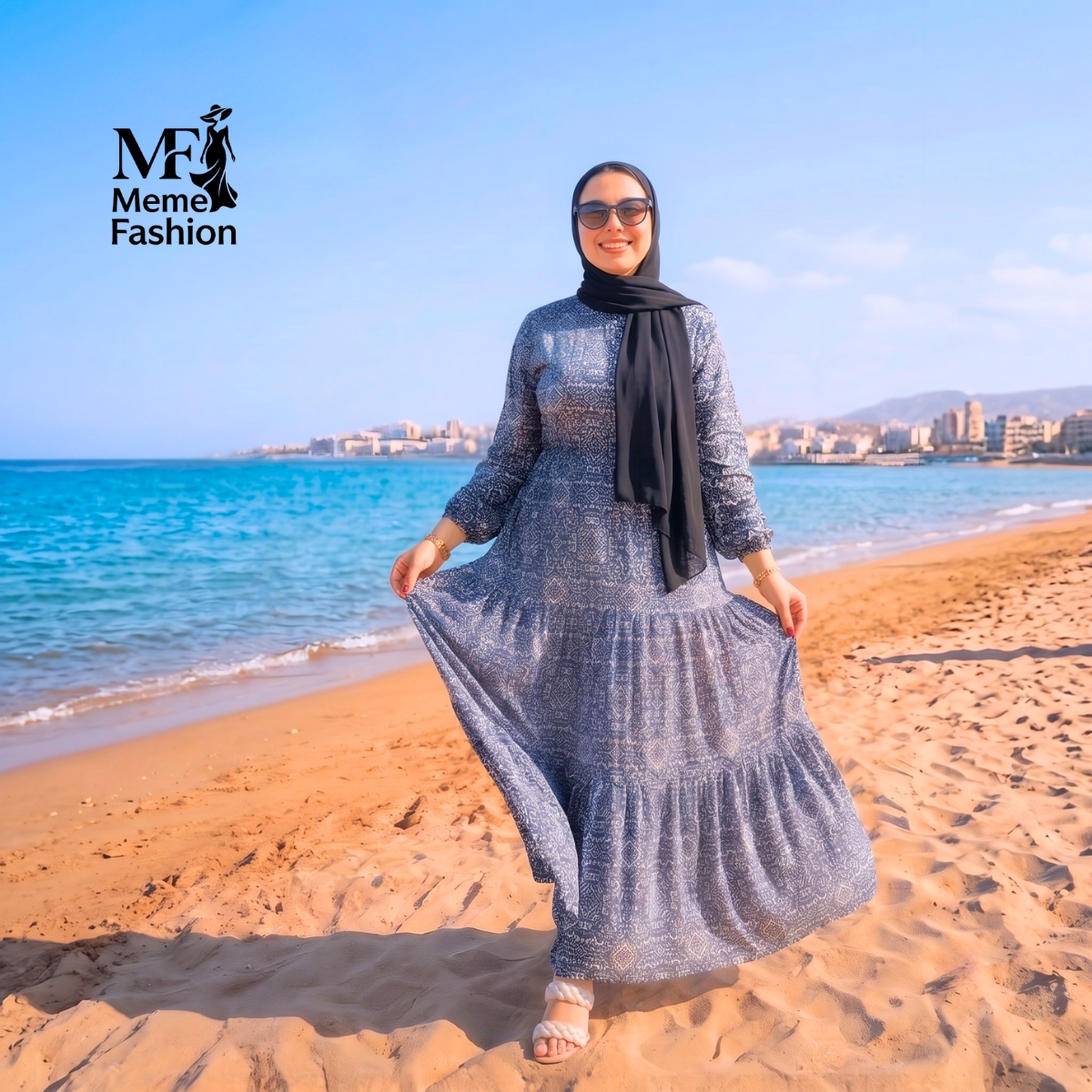 فستان كلوش ستان أرماني مستورد